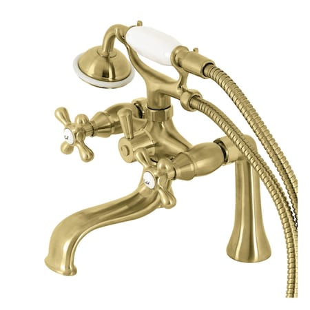 Kingston Brass KS228SB Deck Mount Clawfoot Tub Faucet with Hand Shower, Brushed Brass KS228SB